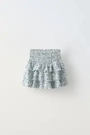 FALDA TEXTURA ESTAMPADO FLORAL - AZUL 